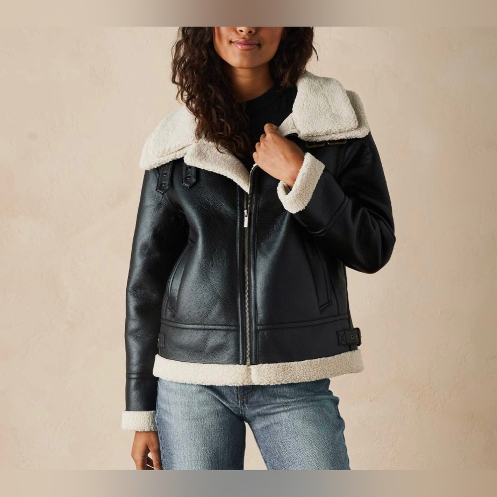 NEW Normal Brand Adrian Bomber Jacket in Black & Khaki For Women's Size Medium